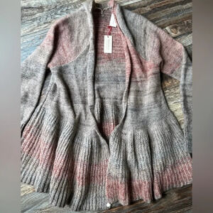 Anthropologie Knitted&Knotted Cody Peplum Mohair Blend Cardigan Sweater Sz S NWT